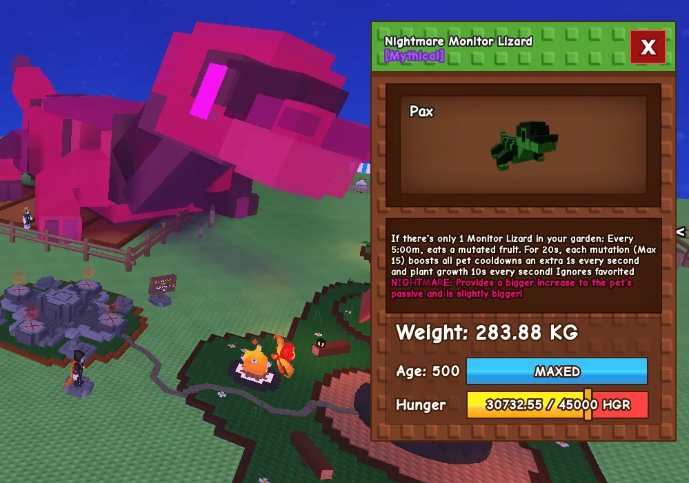 280 KG+ MONITOR LIZARD NIGHTMARE MUTATION MAX AGE LEVEL 500