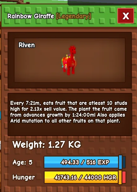Rainbow Hatch Giraffe - Grow a Garden — Account account