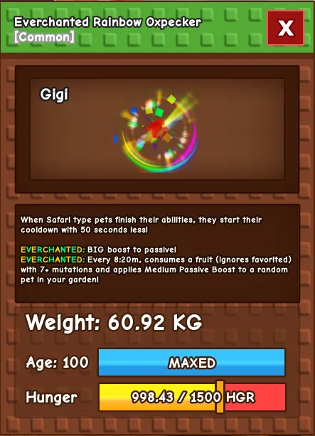 60KG RAINBOW OXPECKER — Account account