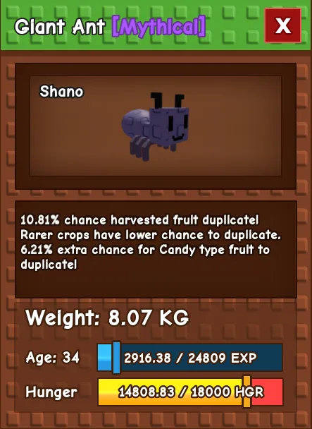 Giant Ant MYTHICAL Age 34 8.07KG