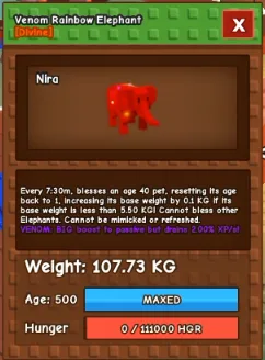 Rainbow Hatch Elephant 107.73 KG, Age 500 — Account account
