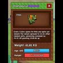 READY HUGE DILOPHOSAURUS 60/61 KG Grow A Garden