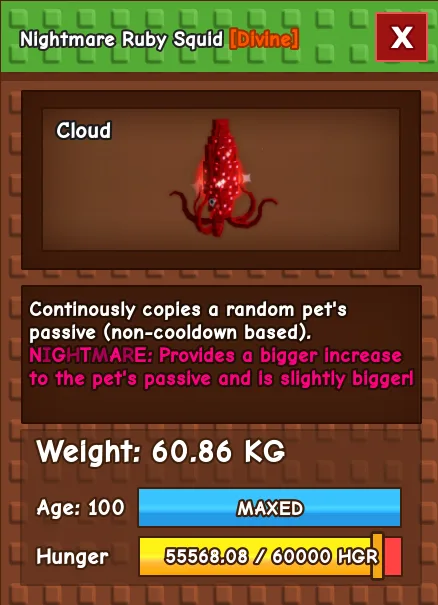 Titanic Nightmare Ruby Squid 60kg — Account account