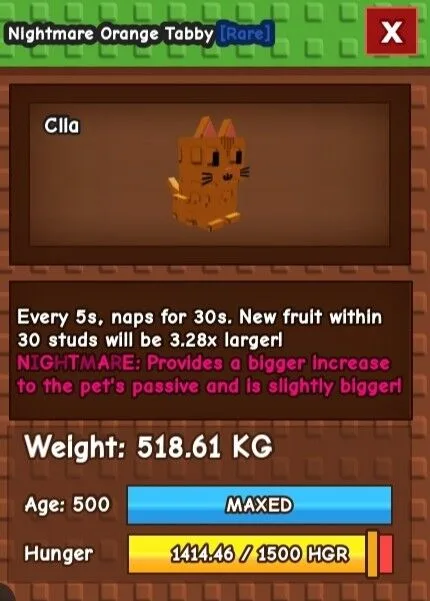 Titanic-Colossal Orange Tabby ( LEVEL 500 MAX)