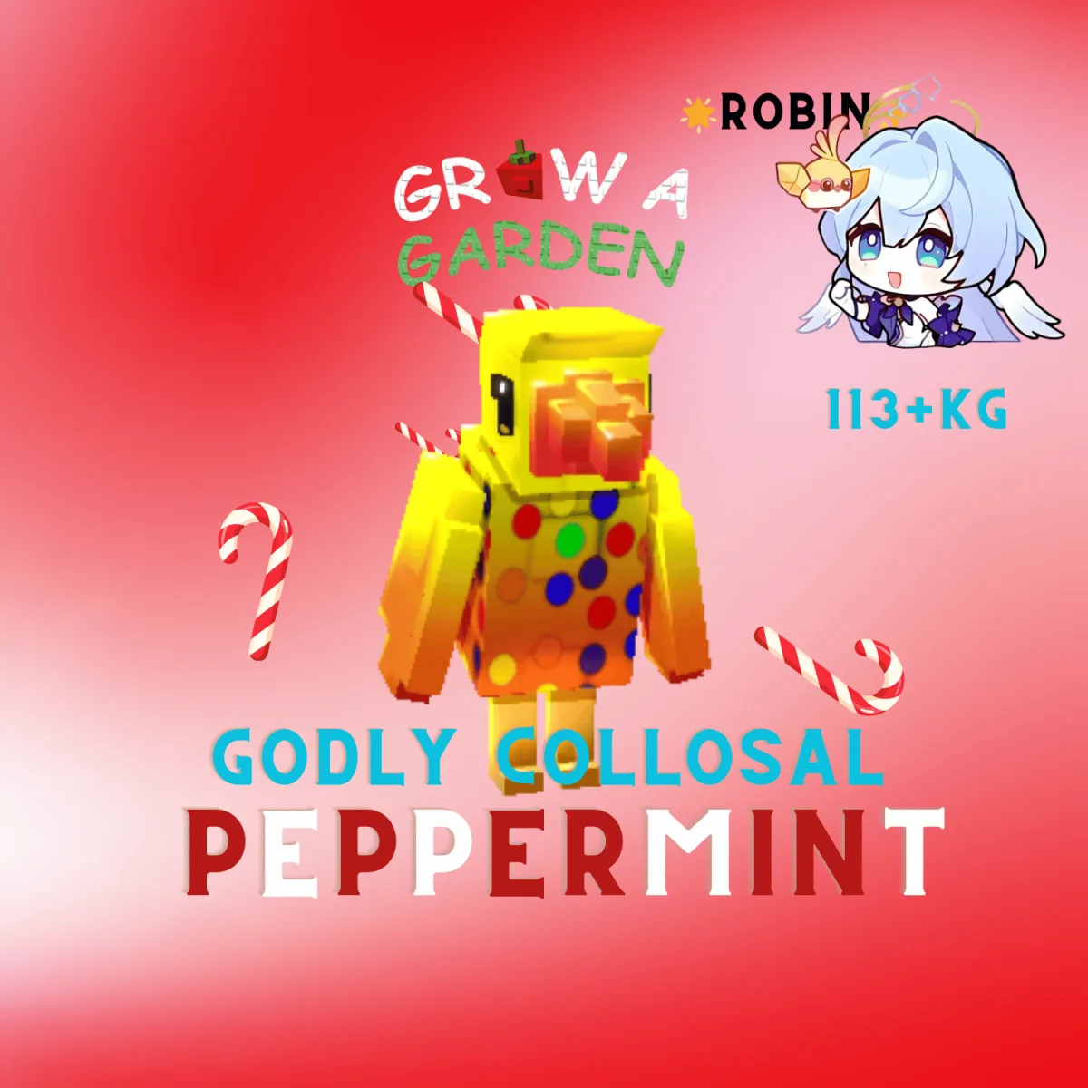 Peppermint/Nightmare Godly New Year's Bird Collosal - 113+KG - Free Change to Nightmare - Grow a Garden — Account account
