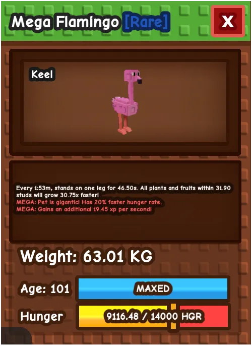 Mega Huge Flamingo 63.01KG Age 100 Gag Pet Instant Delivery — Account account