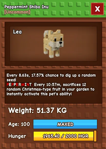 GODLY TITANIC COLOSSAL Peppermint SHIBA INU 51.37 KG Age 100 MAX — Account account