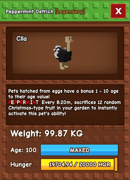GODLY TITANIC COLOSSAL Peppermint OSTRICH 99.87 KG Age 100 MAX — Account account