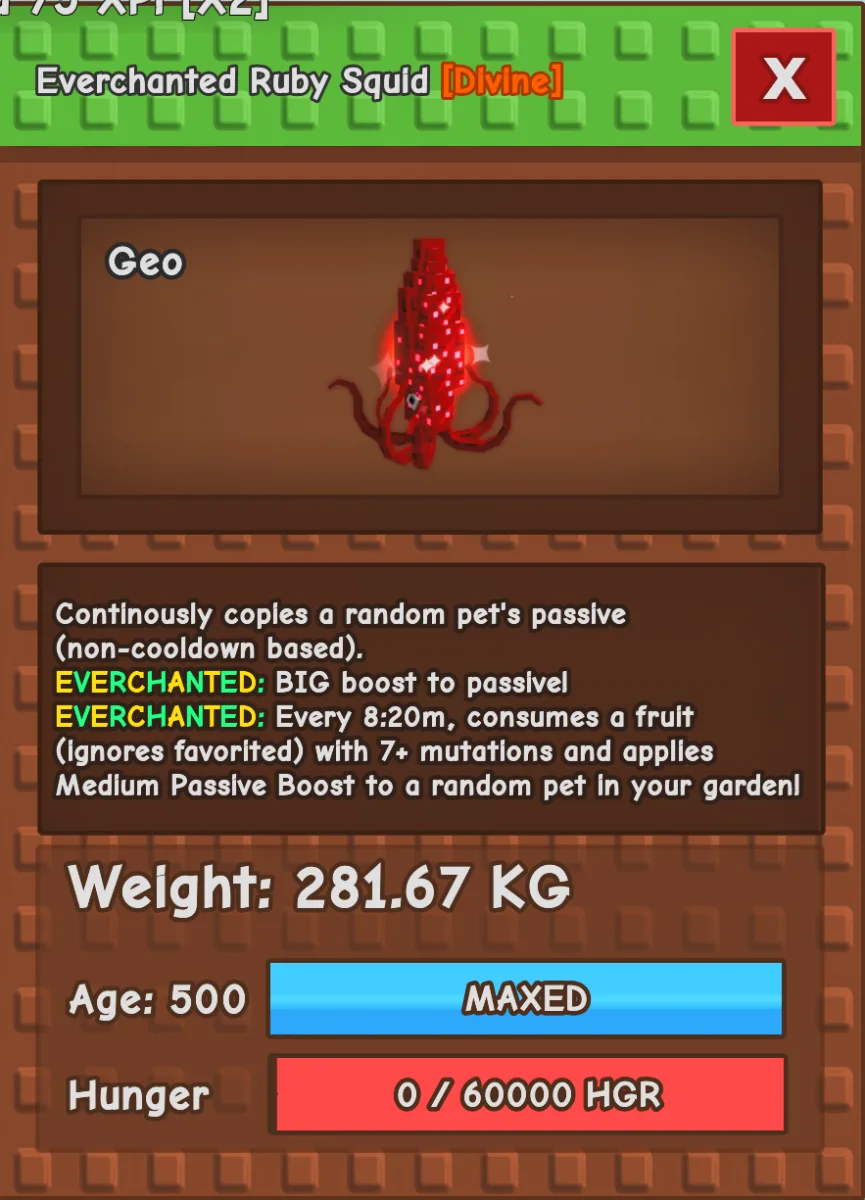 280kg+ RUBY SQUID - RANDOM MUTATION - AGE 500