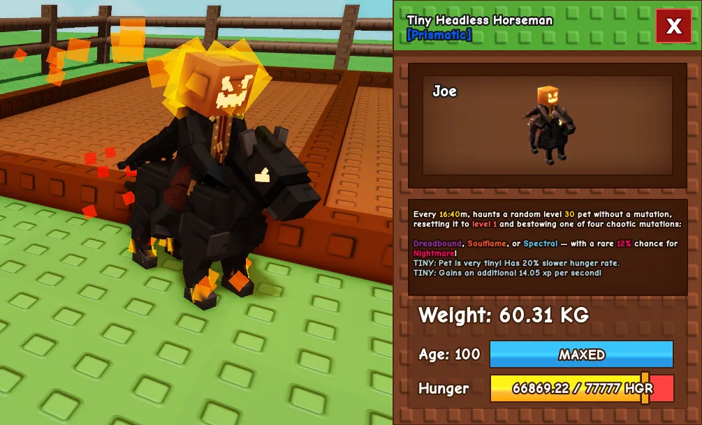 60kg+ Tiny Headless Horseman Cute Farming — Account account