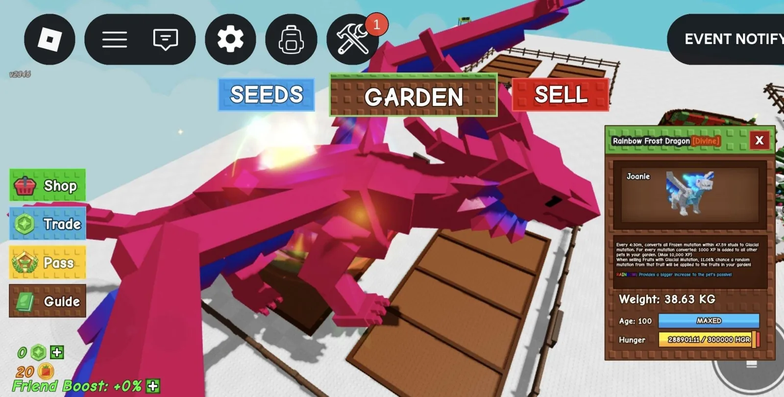 Huge RAINBOW Frost Dragon - 38.63 KG (Age 100)