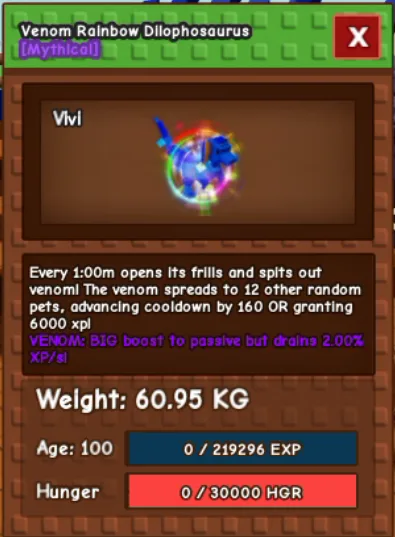 Rainbow Hatched Dilophosaurus (age 100)