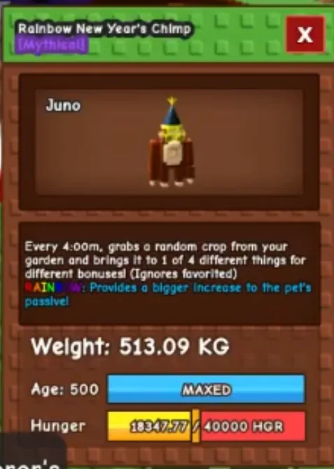 513KG+ Rainbow New Year's Chimp // Godly Size // Super Big and Handsome // This is not Eggnog Chick // I ran out of tag