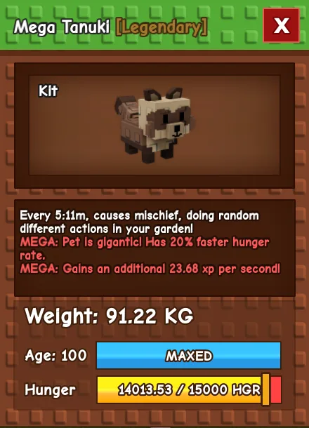 GODLY TITANIC COLOSSAL MEGA TANUKI 91.22 KG Age 100 MAX — Account account