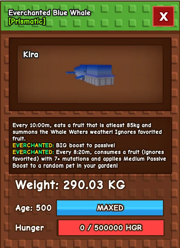 Blue Whale 290.03 KG Everchanted Mutation