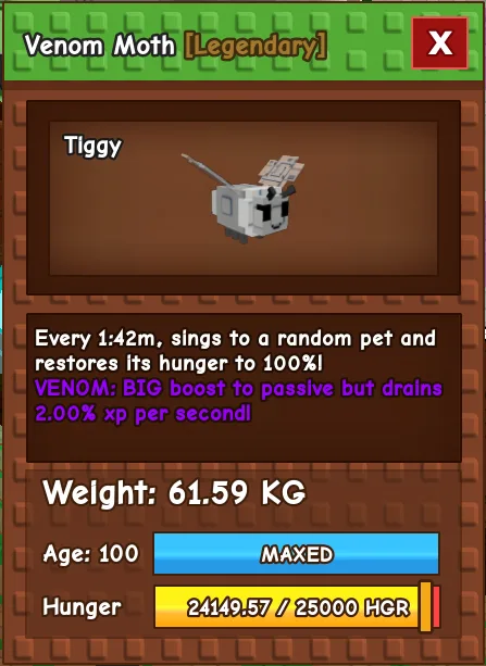60-61 KG VENOM MOTH RARE HUGE TITAN — Account account