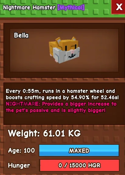 60KG - 61KG HAMSTER NIGHTMARE / EVERCHANTED / VENOM! — Account account