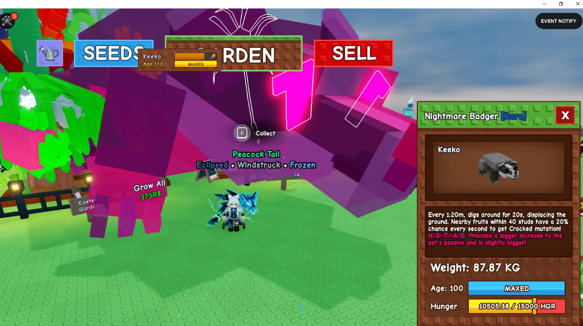 TITANIC HUGE GIANT NIGHTMARE BADGER (NIGHTMARE MUTATION) 87.87KG 100AGE // STILL GROWING // CLEAN // CHEAP — Account account