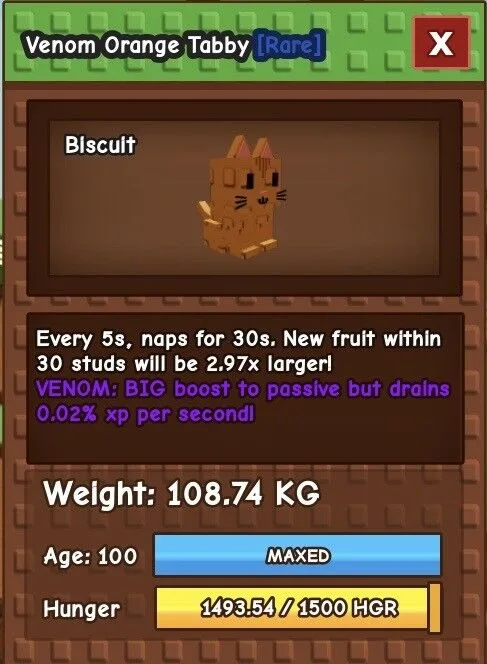 Colossal VENOM ORANGE TABBY 5s cd 108.74kg age 100 - Instant delivery — Account account
