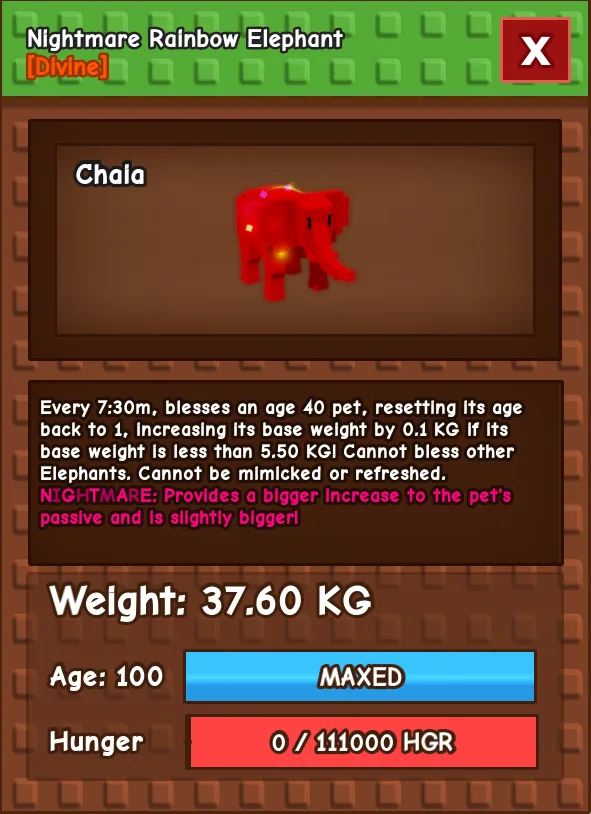 HUGE RBH ELEPHANT 37.6KG (Rainbow Hatched)