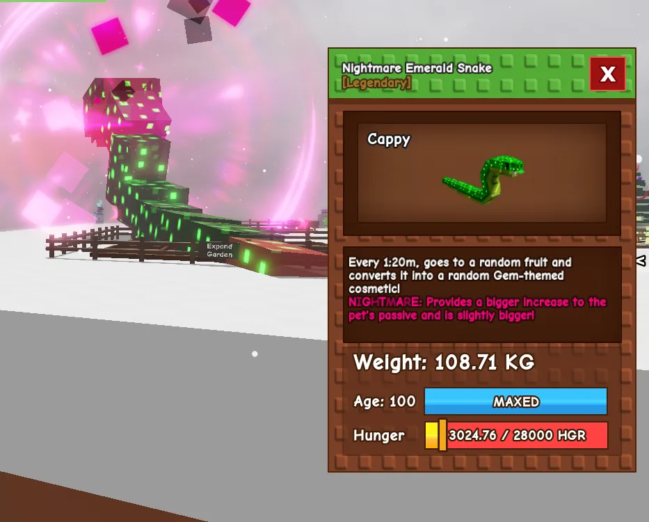 108 KG EMERALD SNAKE NIGHTMARE MUTATION // TITANIC SNAKE MAX AGE LEVEL 100 — Account account
