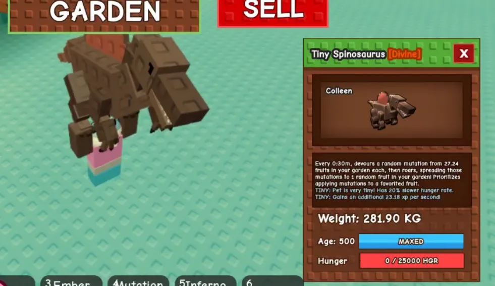 280KG+ Tiny Spinosaurus Divine // super handsome // Age 500 MAXED // Mutation Machine