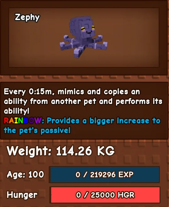Colossal MIMIC OCTOPUS super rare 114.26kg age 100 no age break and Rainbow Mutation