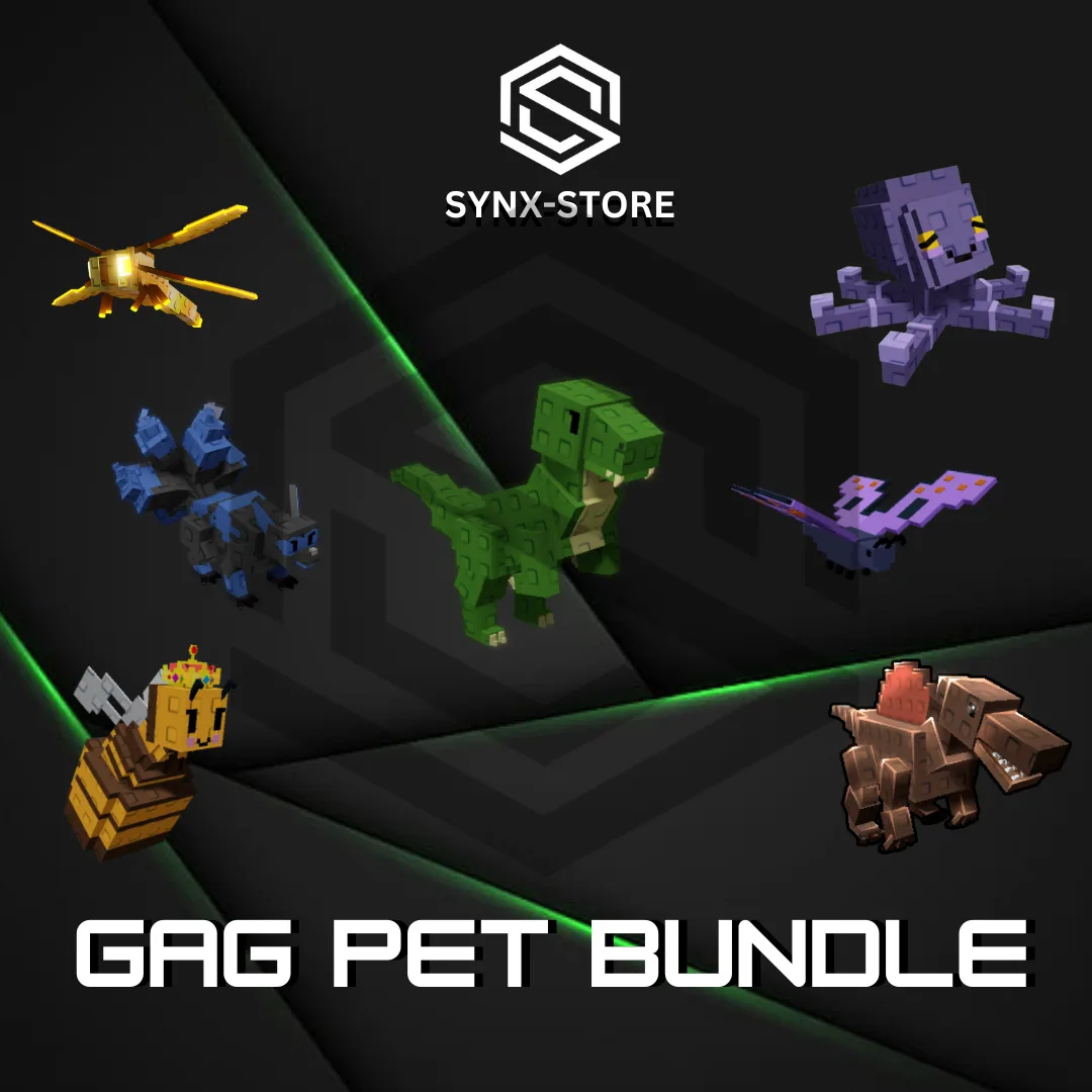 Pet Bundle 2 7 Pets Dragonfly + Butterfly + T-Rex + Mimic Octopus + Corrupted Kitsune + Spinosaurus + Queen Bee