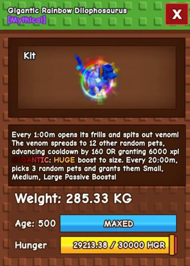 Titanic Rainbow Hatch Dilophosaurus 200Kg+ Trusted Seller Cheaper Random Mutation