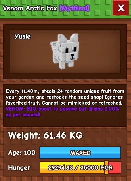 60KG - 61KG ARCTIC FOX NIGHTMARE / EVERCHANTED / VENOM! — Account account