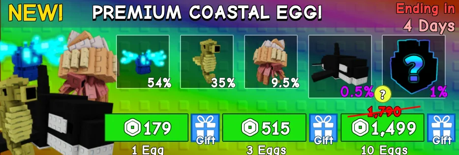 10 Premium Coastal Egg 1499 Robux Grow A Garden
