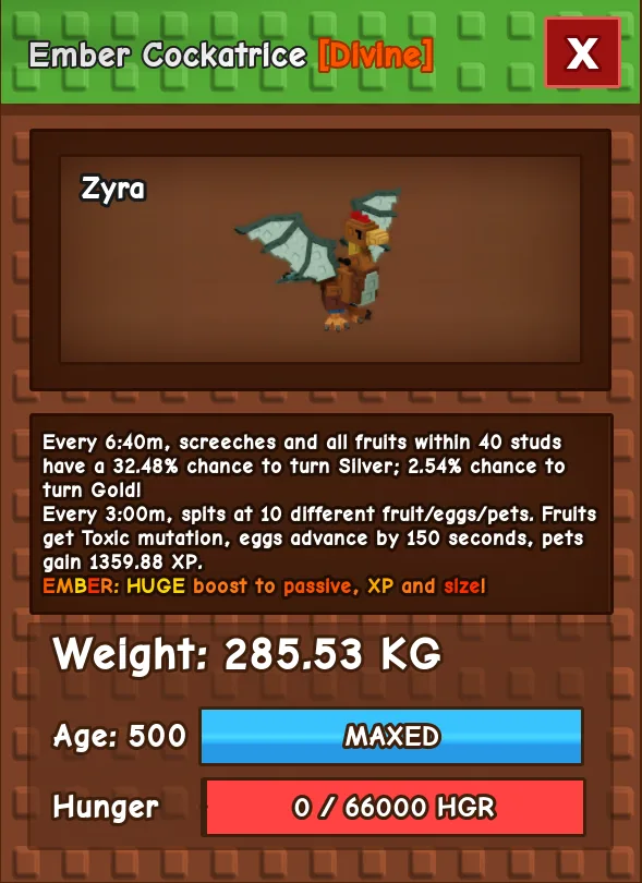 HUGE COCKATRICE NM / VENOM / EVER 280KG+ AGE 500