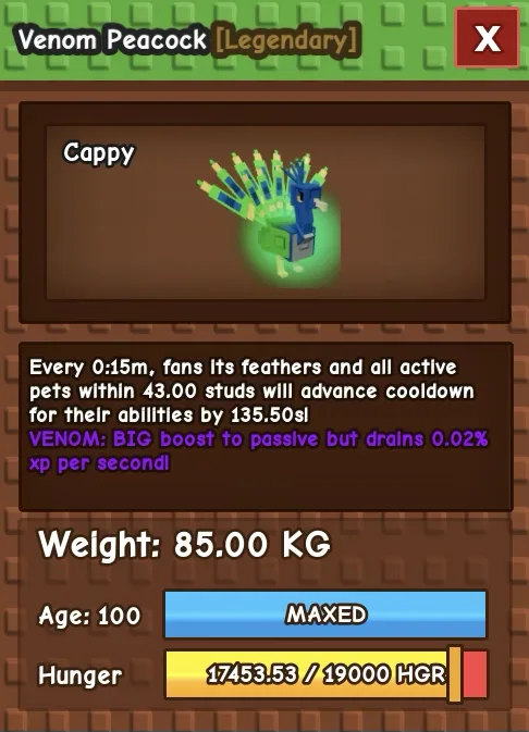 TITAN PEACOCK (RANDOM MUT) PEACOCK 15 SECOND (NO TOY) 80-100KG+ INSTANT DELIVERY — Account account