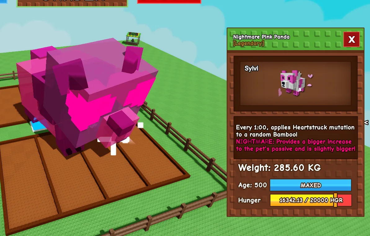 280KG++ PINK PANDA MAX AGE LEVEL 500 NIGHTMARE MUTATION