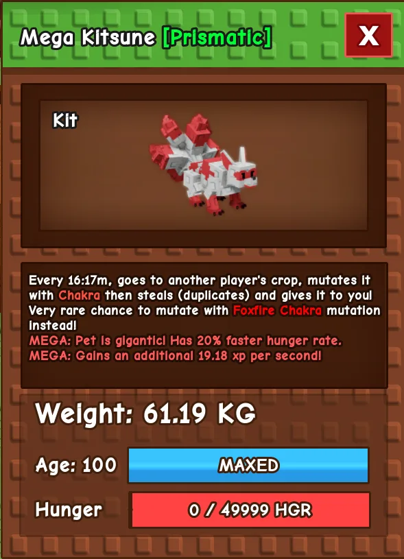 HUGE Mega Kitsune 61.19KG Age 100 l Cheapest l Grow A Garden l Check Description