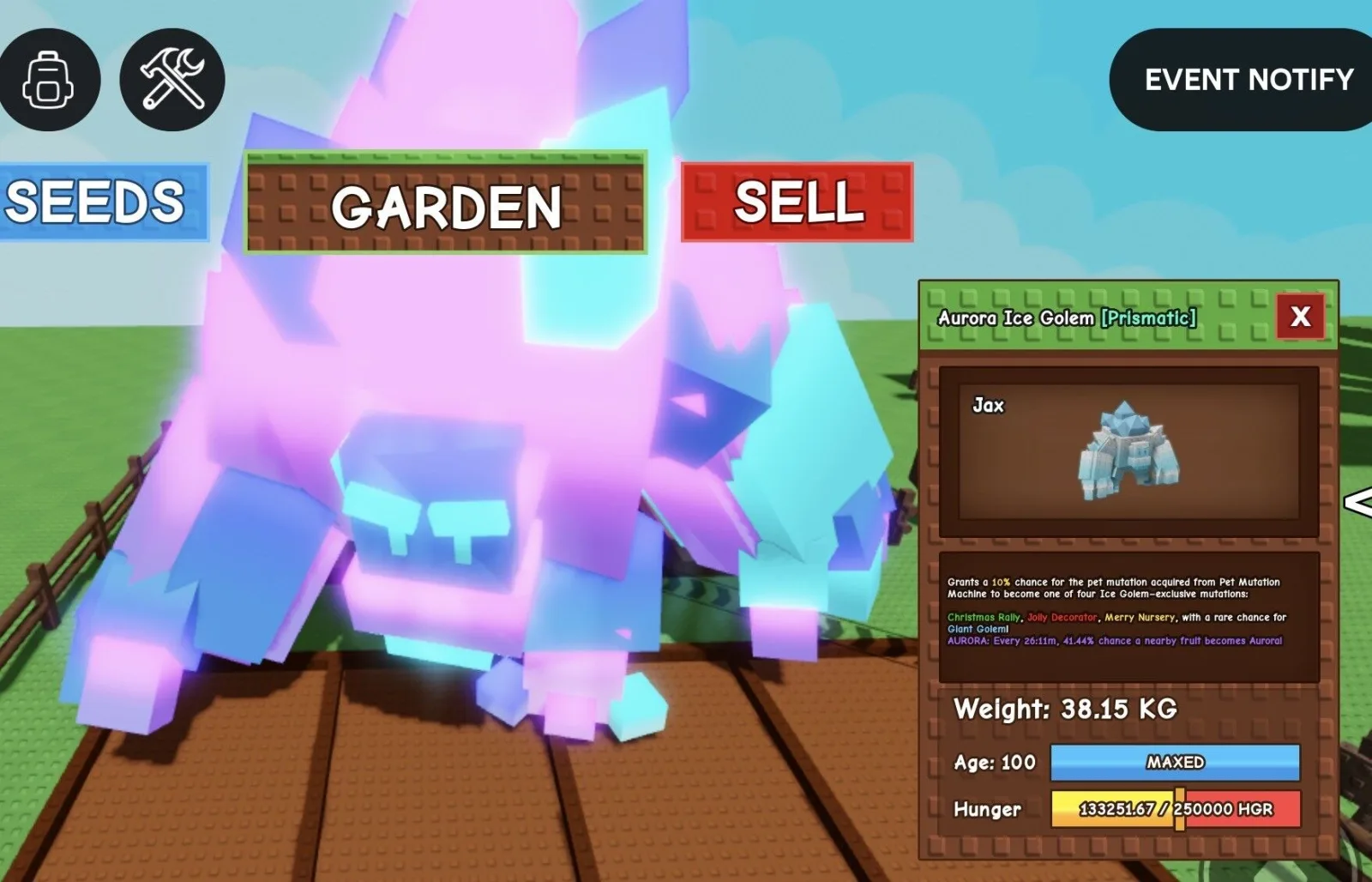 Huge AURORA Ice Golem - 38.15 KG (Age 100)