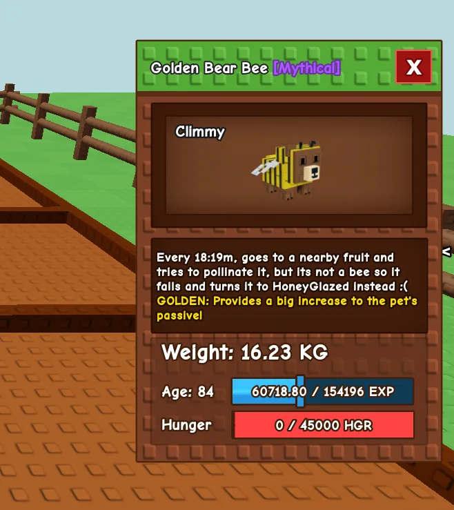 Grow A Garden Golden Bear Bee — Account account
