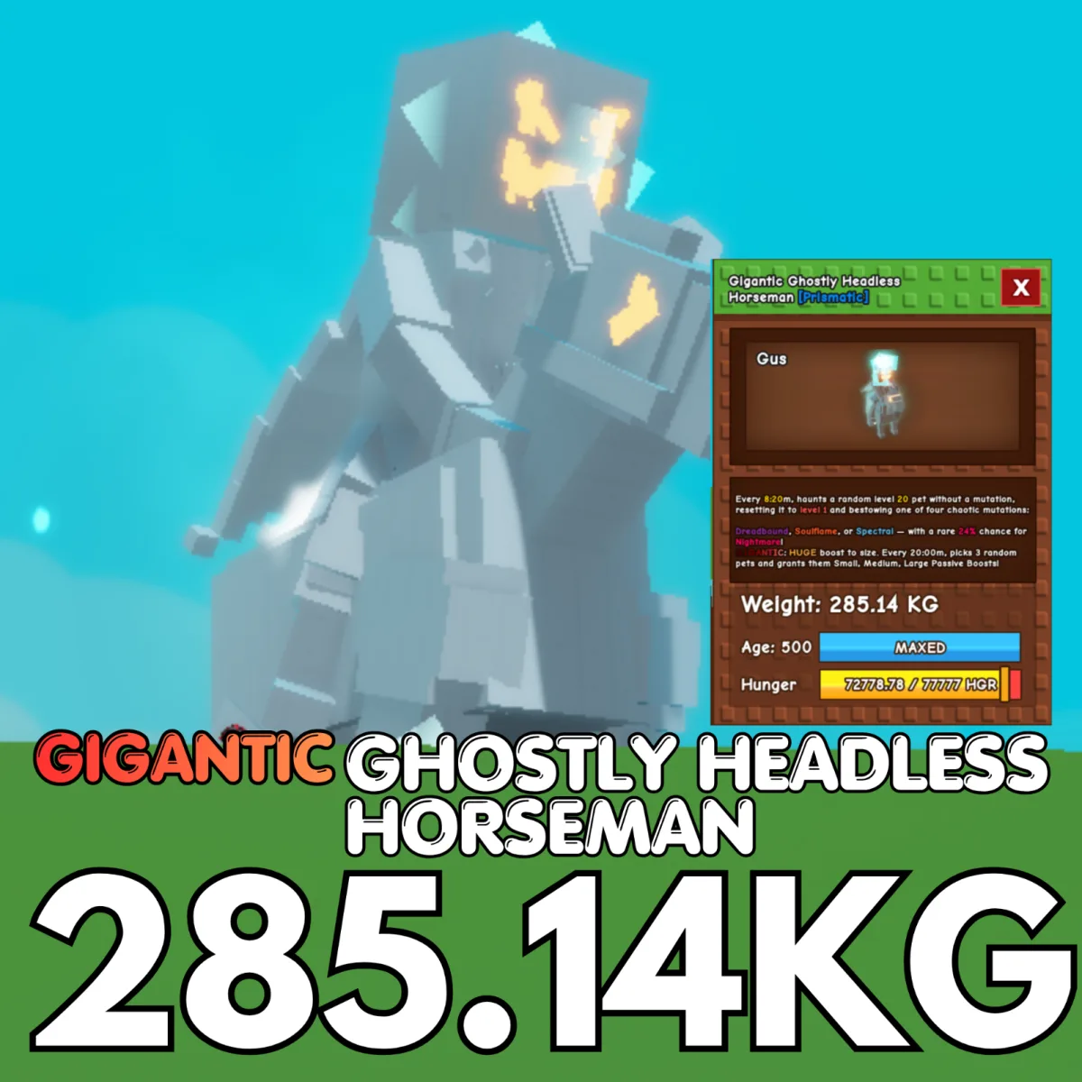 GIGANTIC Huge Ghostly Headless Horseman GHH 285.14KG Age 500 INSTANT DELIVERY