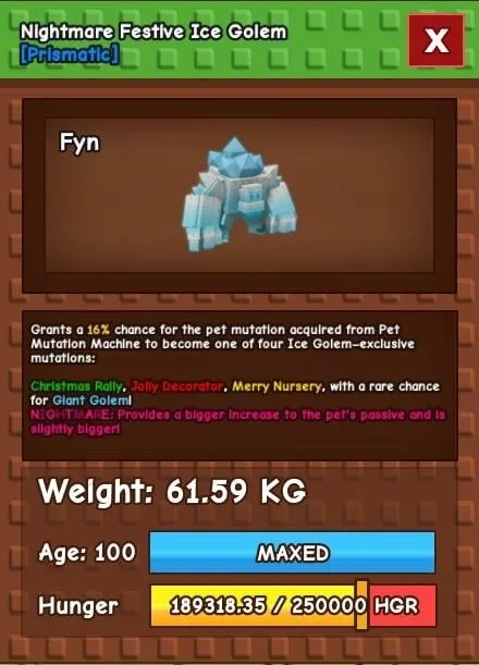 FESTIVE ICE GOLEM HUGE 60-61KG FAST DELIVERY