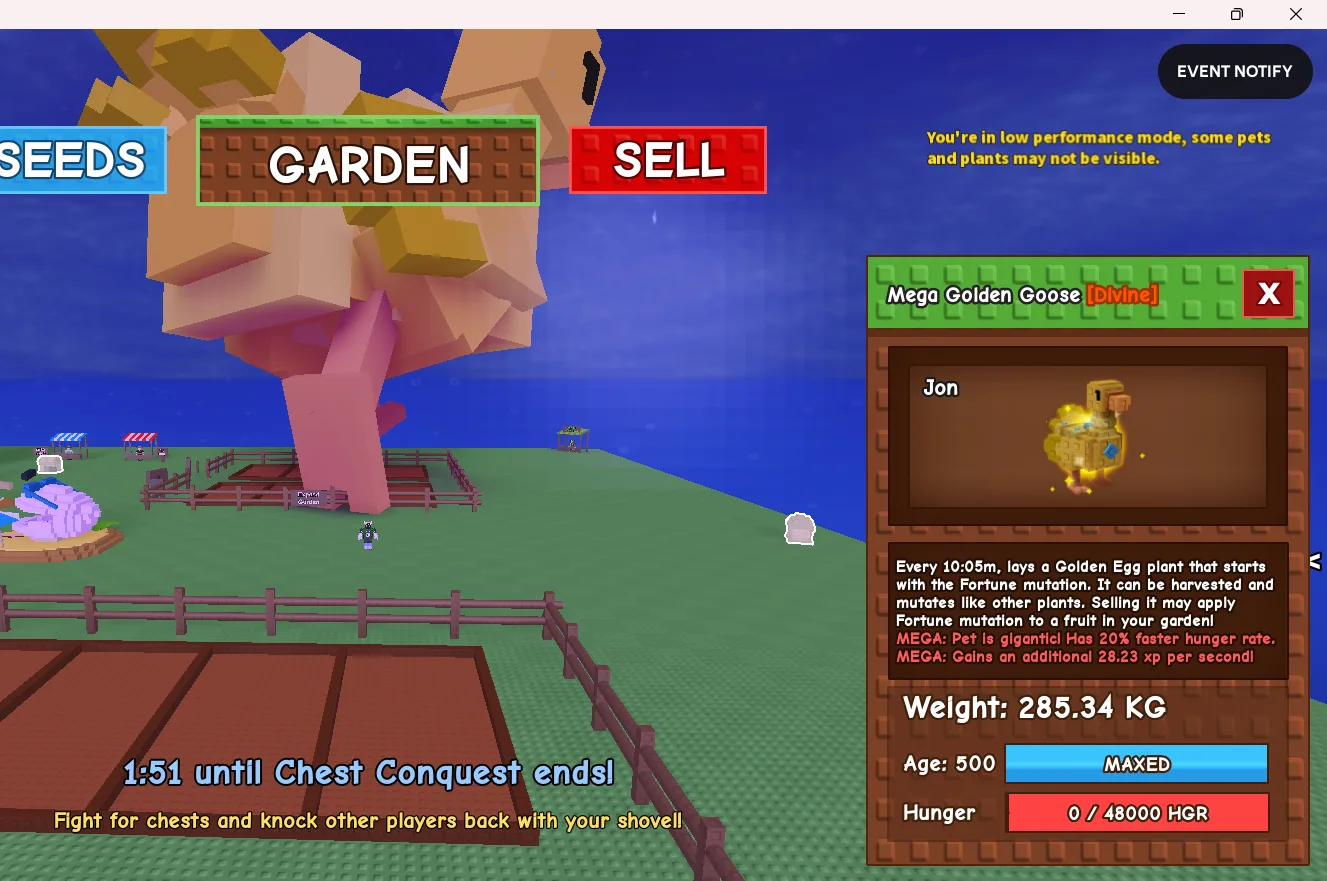 280kg+ Mega Golden Goose Divine // super handsome // Age 500 Maxed // Golden Egg Fortune Mutation