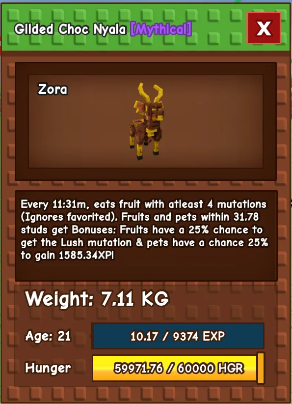 GILDED CHOC NYALA PET