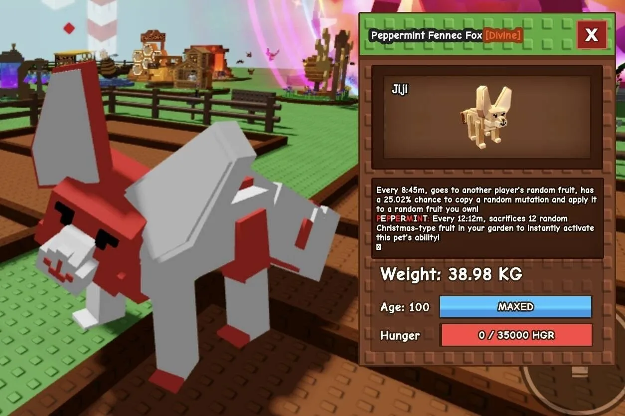 Huge PEPPERMINT Fennec Fox - 38.98 KG (Age 100)