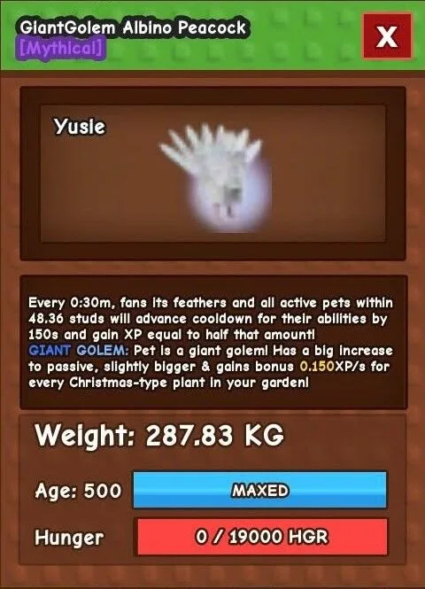 ALBINO PEACOCK 280KG+ RANDOM MUTATION CHEAPEST FAST DELIVERY