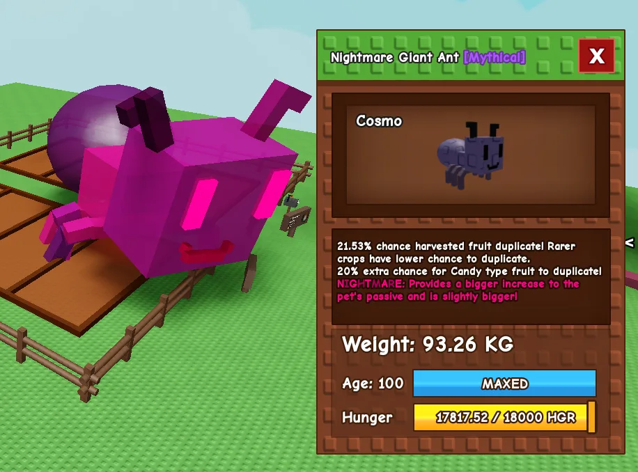90 - 100 KG GIANT ANT NIGHTMARE MUTATION TITAN TITANIC GODLY COLOSSAL ANT — Account account