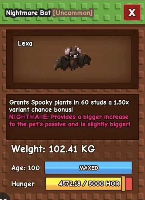 Titanic Nightmare Bat 102kg age 100 - Instant delivery — Account account