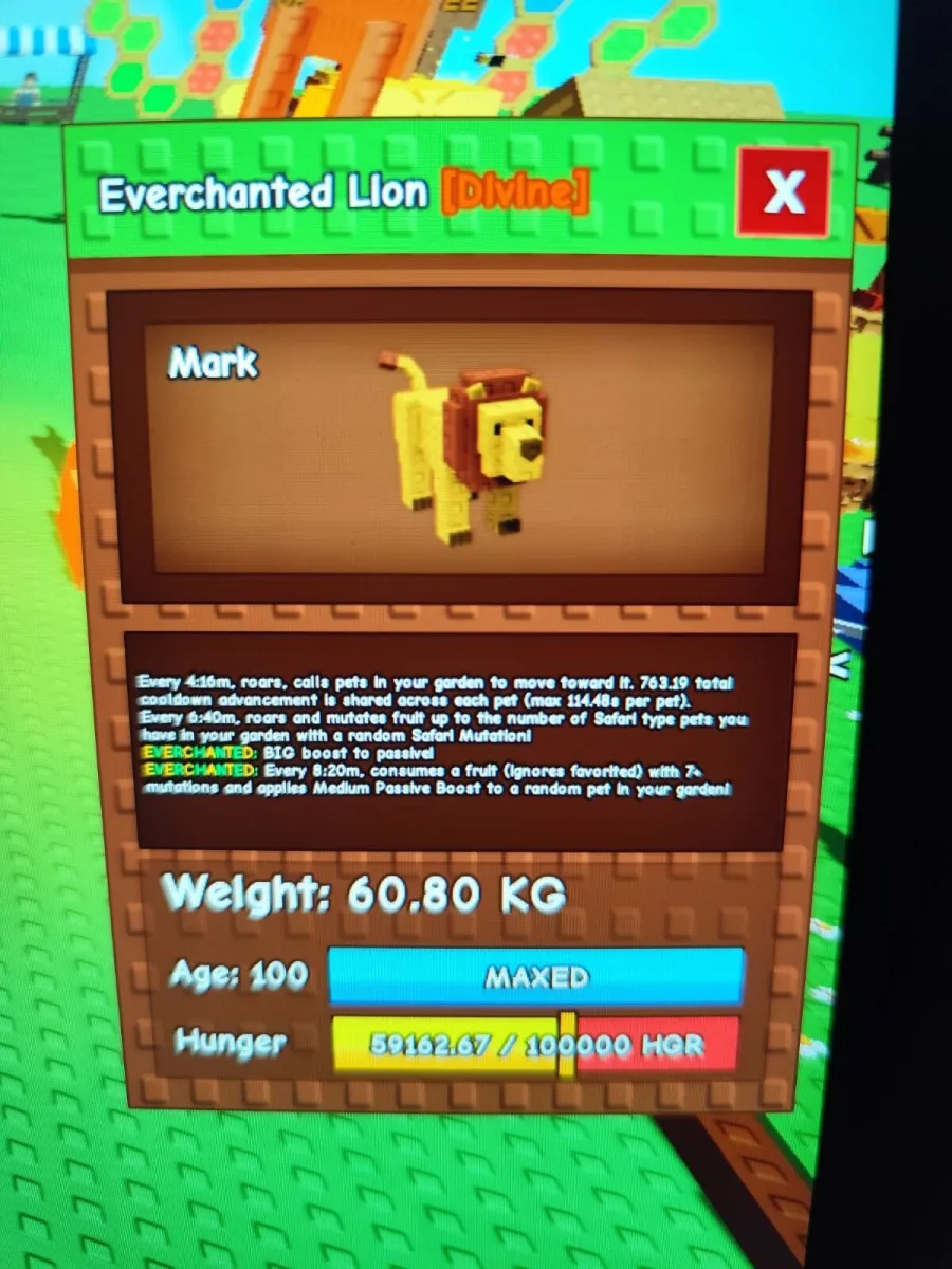 Everchanted Lion Divine Age: 100 (Maxed) 60.82 KG INSTANT DELIVERY — Account account