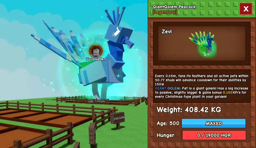 408.42kg Titanic GiantGolem Peacock