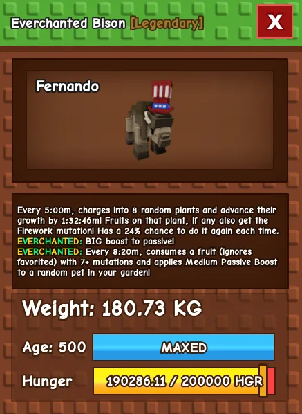 CHEAP 180kg Everchanted Bison! Limited 4th of July pet! Fast Delivery