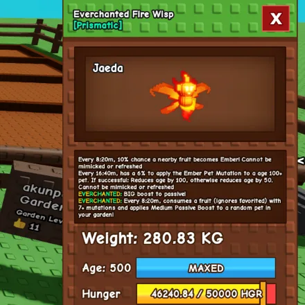 HUGE FIRE WISP 280KG+ AGE 500 READY STOCK INSTAN DELIVERY TITANIC FIRE WISP TITAN FIRE WISP VENOM FIRE WISP NIGHTMARE FIRE WISP EVERCHANTED — Account account