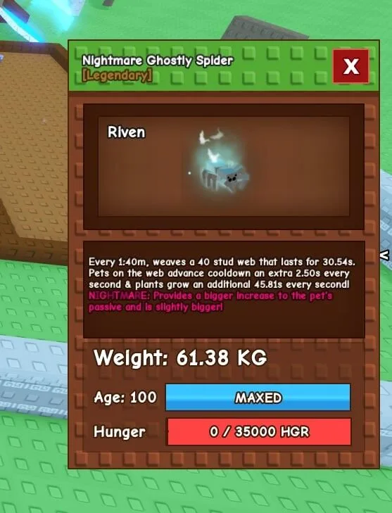 Ghostly Spider Max Age Kg 60 Big Passive Big Visual RARE ITEM
